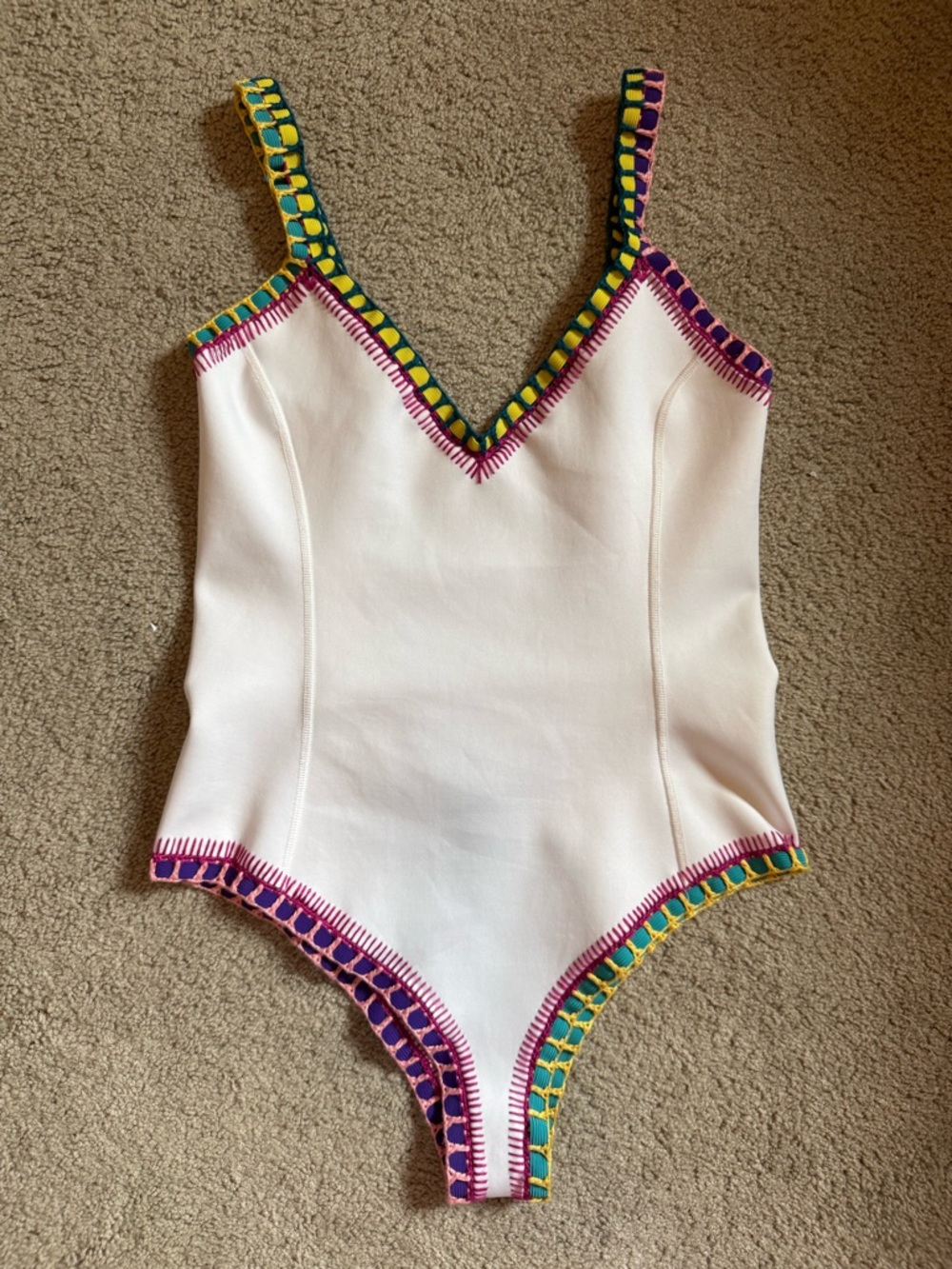 KIINI Tasmin Swimsuit Scoop Back Maillot Crochet One Piece White Medium